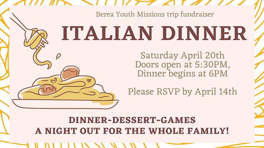Italian Dinner for Youth Fundraiser